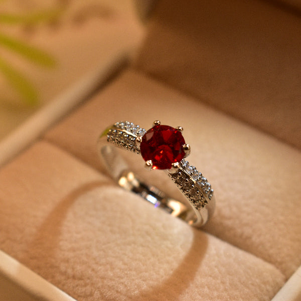 Dazzling Design Silver Plated Real Stones Ring For Girls/Women