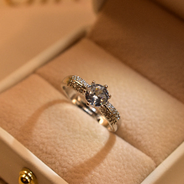 Dazzling Design Silver Plated Real Stones Ring For Girls/Women