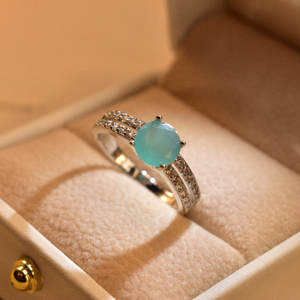 Graceful Design Silver Plated Real Stones Ring For Girls/Women