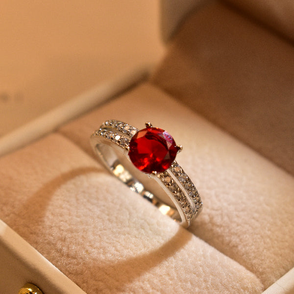 Graceful Design Silver Plated Real Stones Ring For Girls/Women