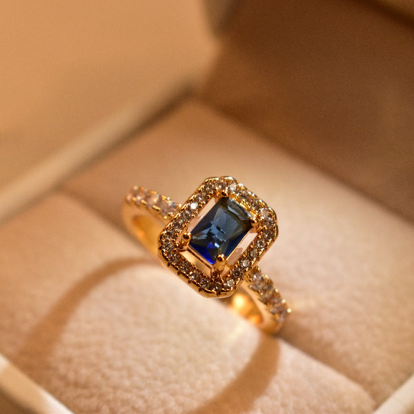 Glamorous Design Gold Plated Real Stones Ring For Girls/Women