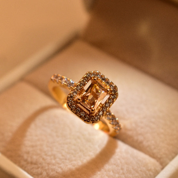 Glamorous Design Gold Plated Real Stones Ring For Girls/Women