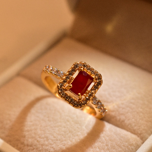 Glamorous Design Gold Plated Real Stones Ring For Girls/Women