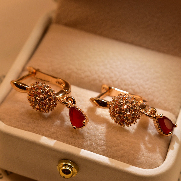 Elegant Design Gold Plated Real Stones Earrings For Girls/women