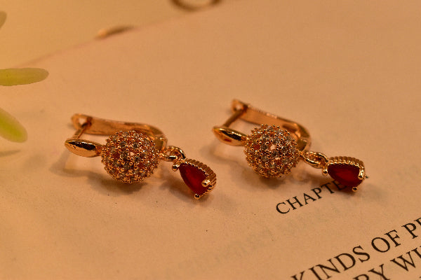 Elegant Design Gold Plated Real Stones Earrings For Girls/women