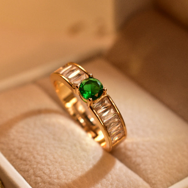 Luminous Design Gold Plated Real Stone Ring For Girls/Women