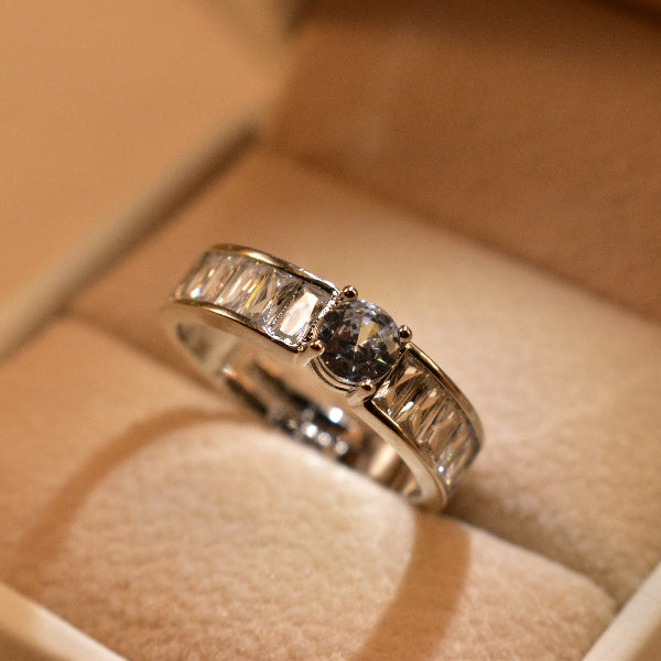 Graceful Design Silver Plated Real Stone Ring For Girls/Women