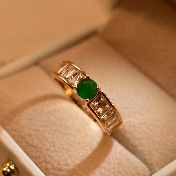 Luminous Design Gold Plated Real Stone Ring For Girls/Women