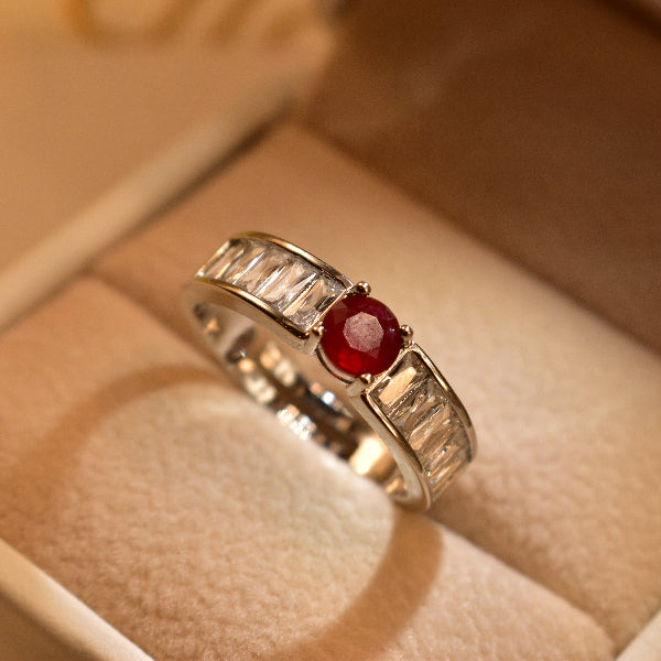 Graceful Design Silver Plated Real Stone Ring For Girls/Women
