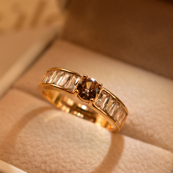 Luminous Design Gold Plated Real Stone Ring For Girls/Women