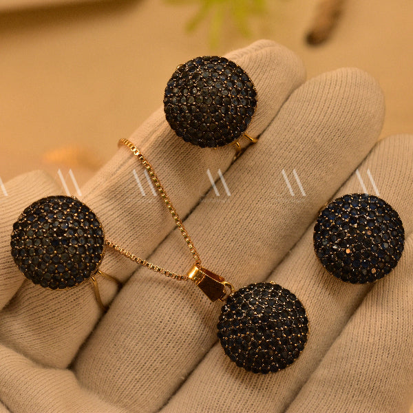 Glamorous Design Gold Plated Real Stones Necklace Set for Girls/Women