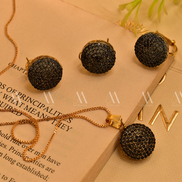 Glamorous Design Gold Plated Real Stones Necklace Set for Girls/Women