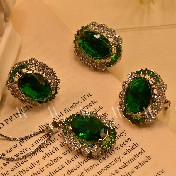 Luminous Design Gold Plated Real Stones Necklace Set for Girls/Women
