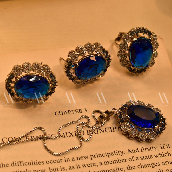 Luminous Design Gold Plated Real Stones Necklace Set for Girls/Women
