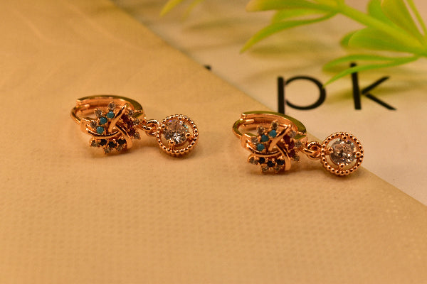 Beautiful Design Gold Plated Crystal Stones Earrings For Girls/women