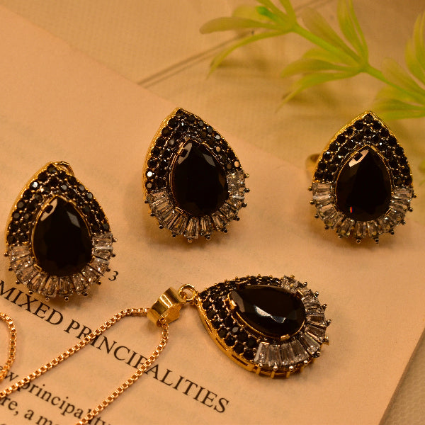 Fancy Design Gold Plated Real Stones Necklace Set for Girls/Women