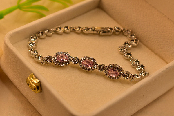 Gorgeous Design Silver Plated Real Stones Bracelet for Girls/Women