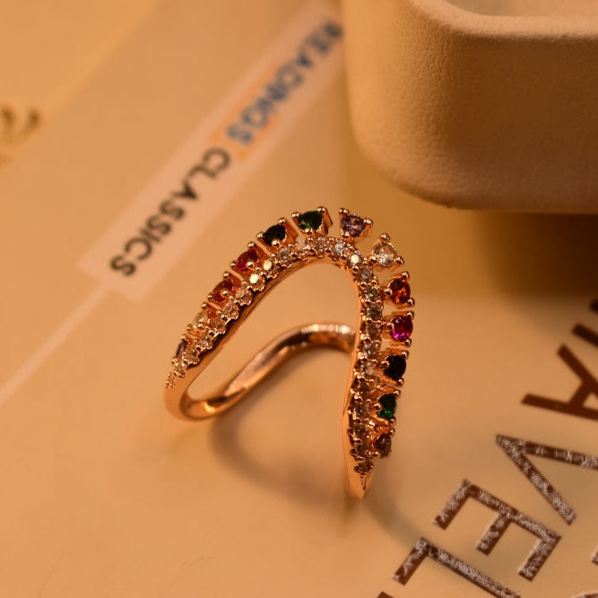Luminous Design Gold Plated Crystal Stones Ring For Girls/Women