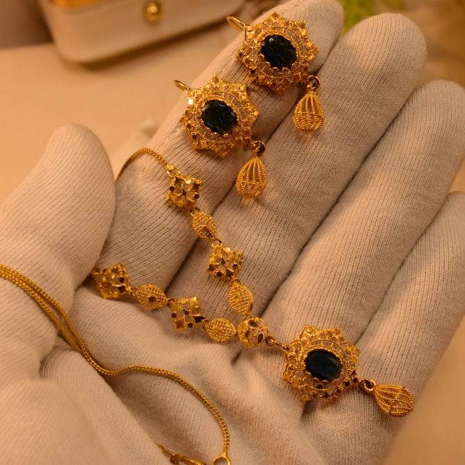Luminous Design Gold Plated Crystal Stones Necklace Set for Girls/Women