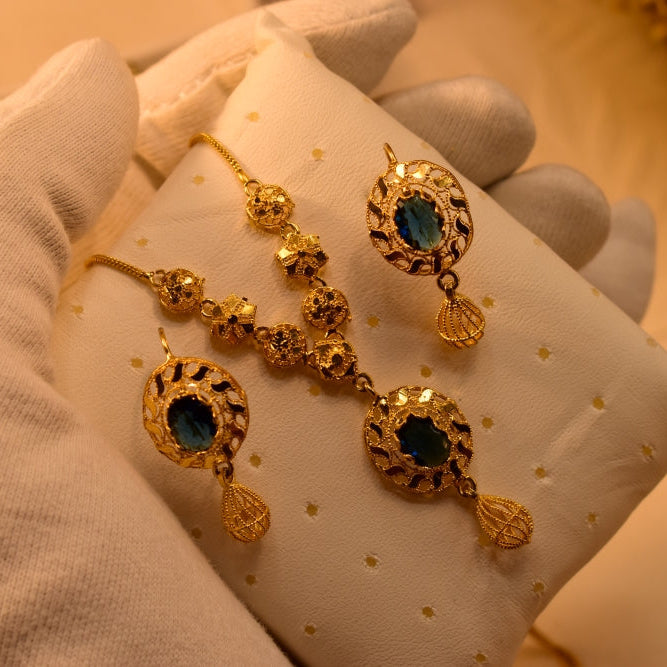 Fancy Design Gold Plated Crystal Stones Necklace Set for Girls/Women