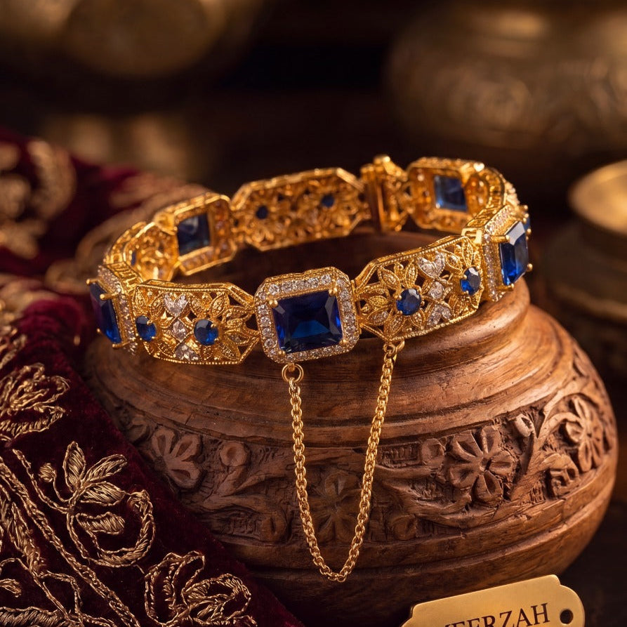 Fancy Design Gold Plated Crystal Stones Bangle for Girls/Women