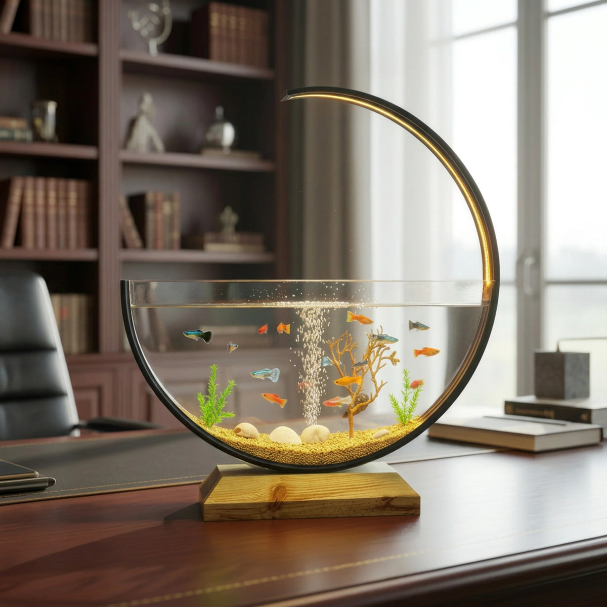 Modern Design Aquarium – LED Illuminated 20 inches.