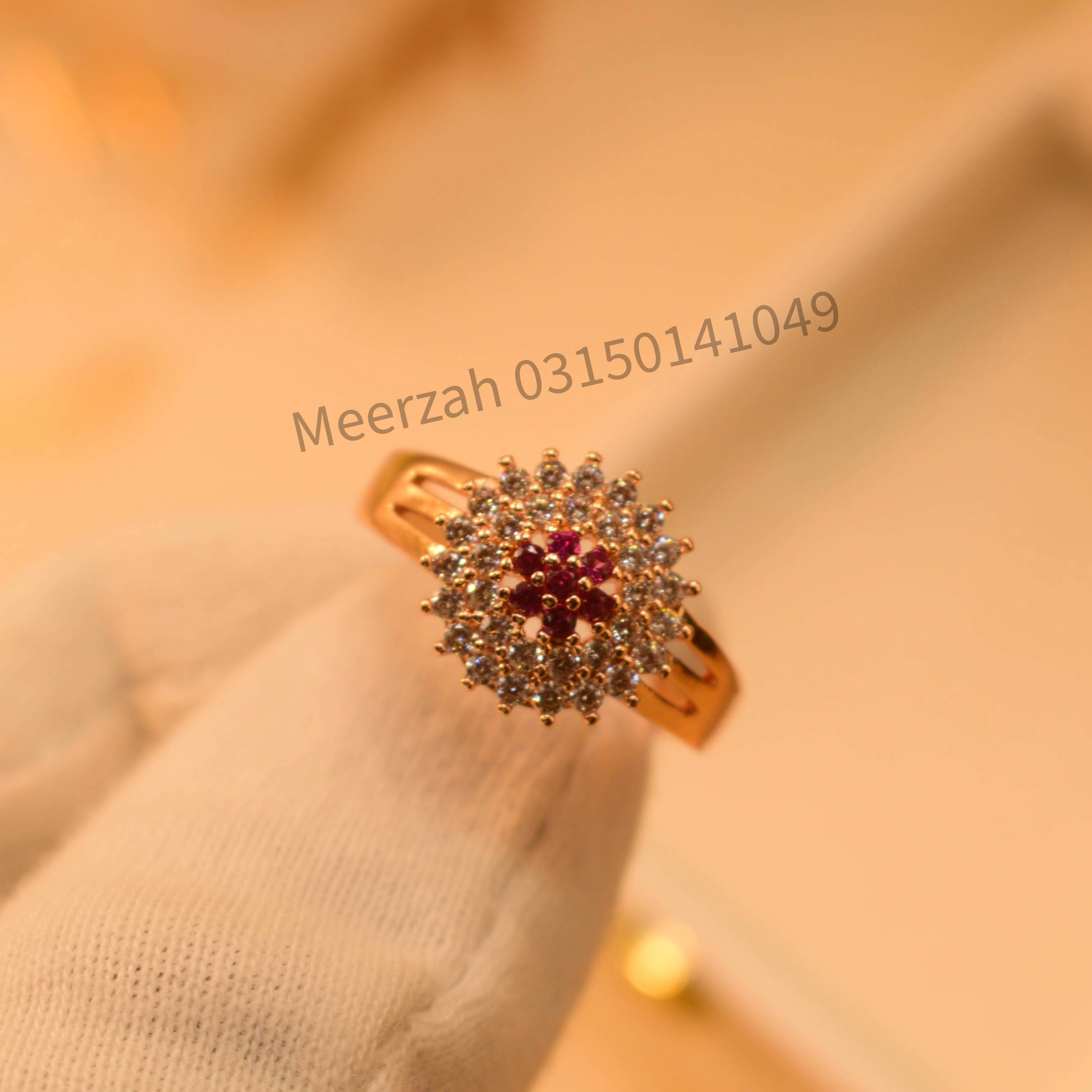 Elegant Inlaid Rubi Stone Fancy Design Ring for Girls/Women