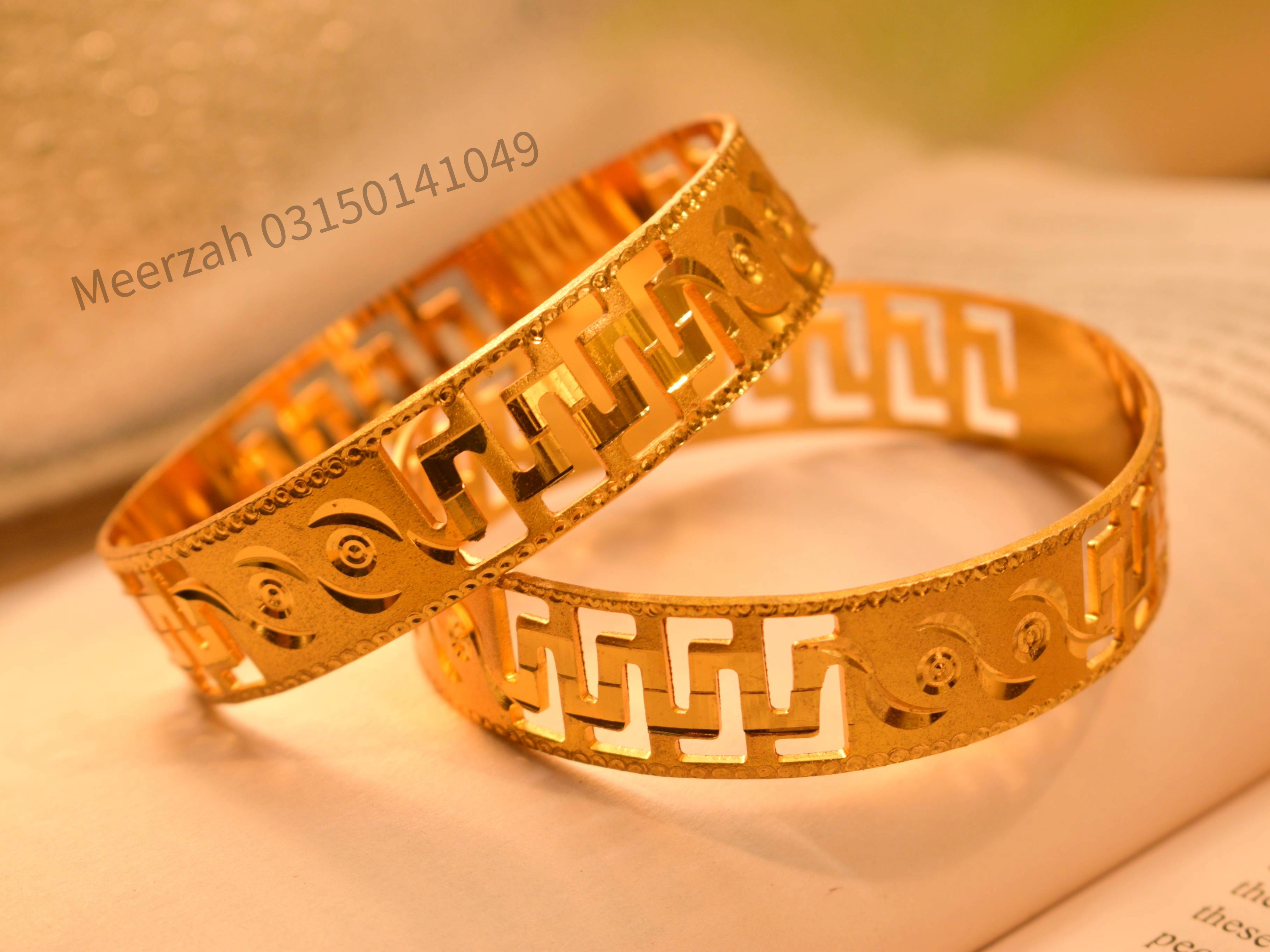 Gorgeous Stylish Design Gold Plated 2pc Bangles Set for Girls/Women