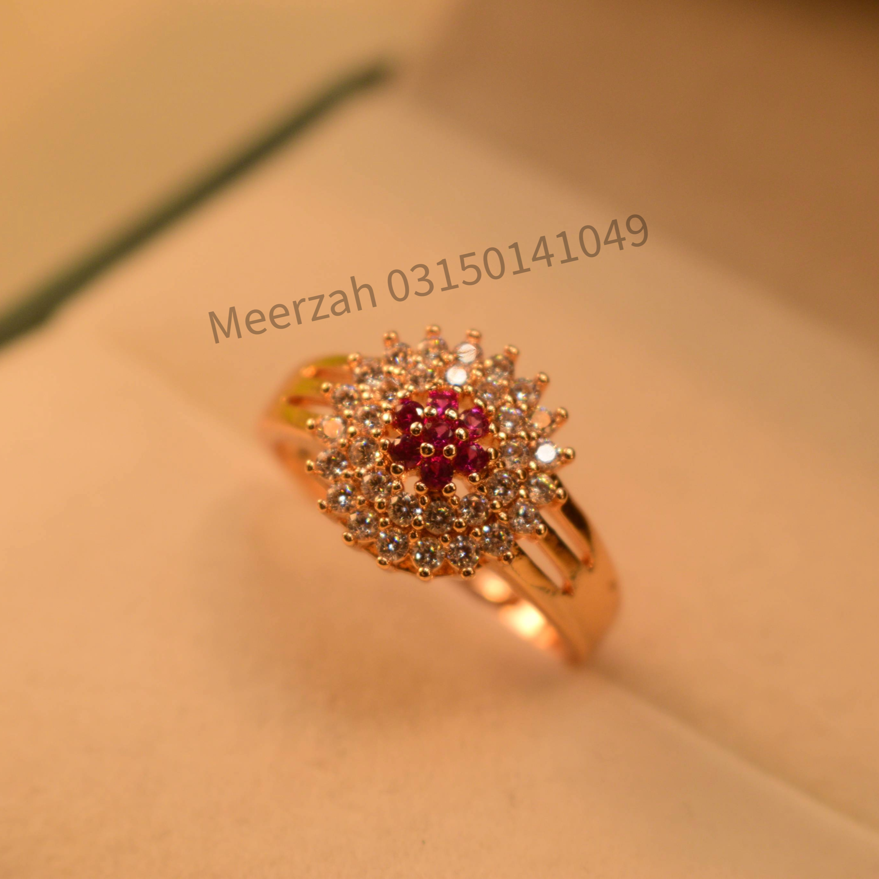 Elegant Inlaid Rubi Stone Fancy Design Ring for Girls/Women