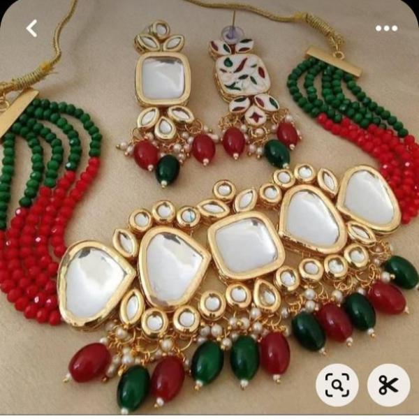 24K Gold Plated Indian Kundan Necklace Set for Girls/Women