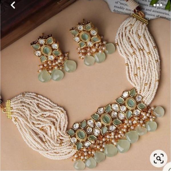 24K Gold Plated Indian Kundan Necklace Set for Girls/Women