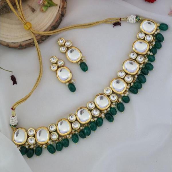 24K Gold Plated Indian Kundan Necklace Set for Girls/Women
