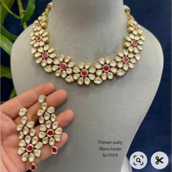 24K Gold Plated Indian Kundan Necklace Set for Girls/Women