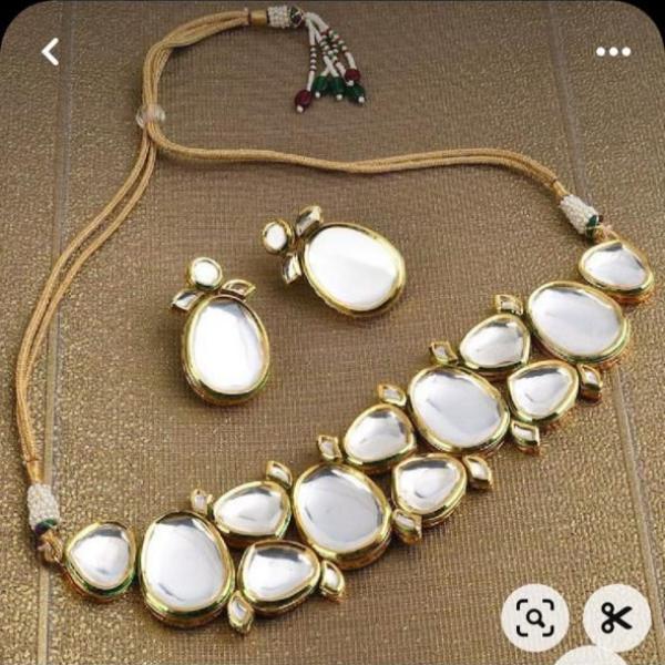 24K Gold Plated Indian Kundan Necklace Set for Girls/Women