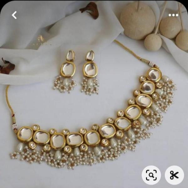 24K Gold Plated Indian Kundan Necklace Set for Girls/Women