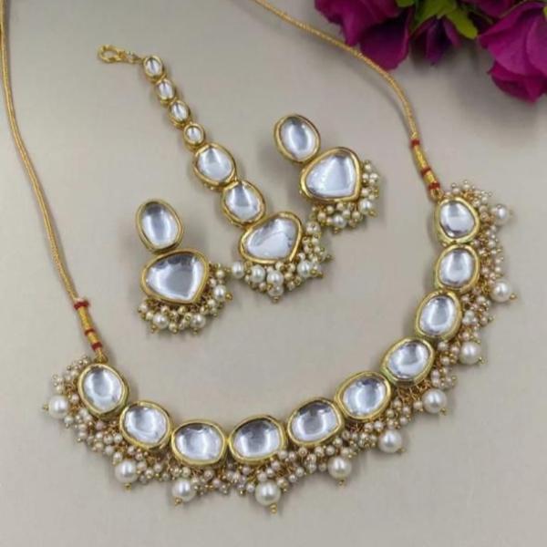 24K Gold Plated Indian Kundan Necklace Set for Girls/Women
