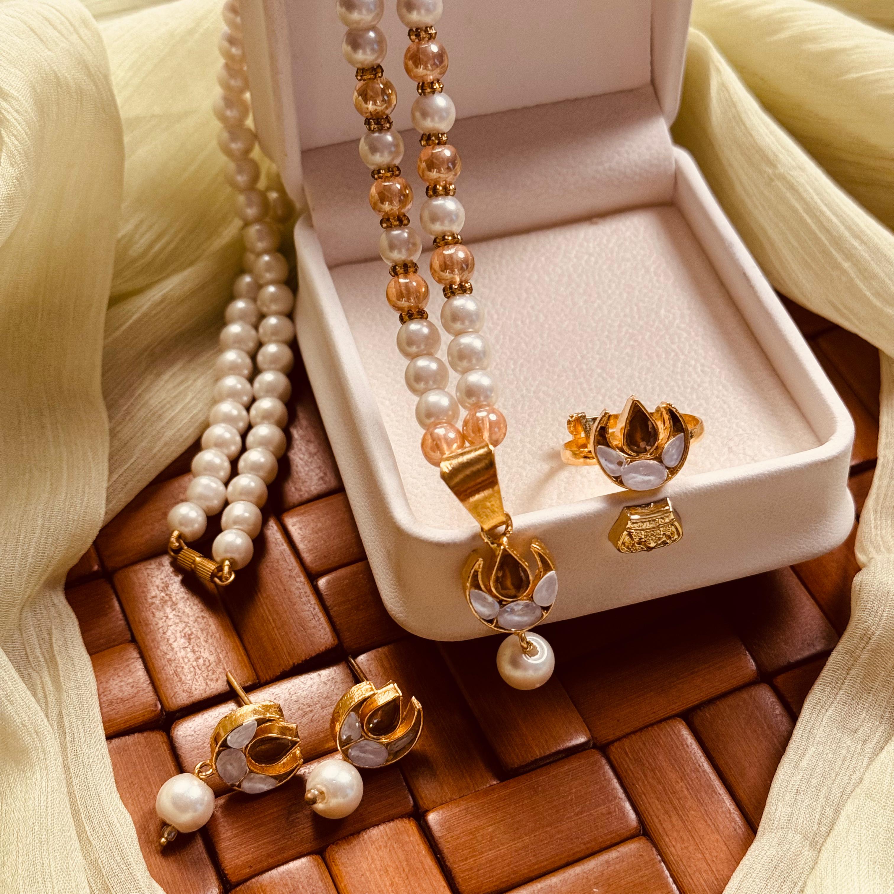 24K Gold Plated Farshi Kundan Necklace Set for Girls/Women