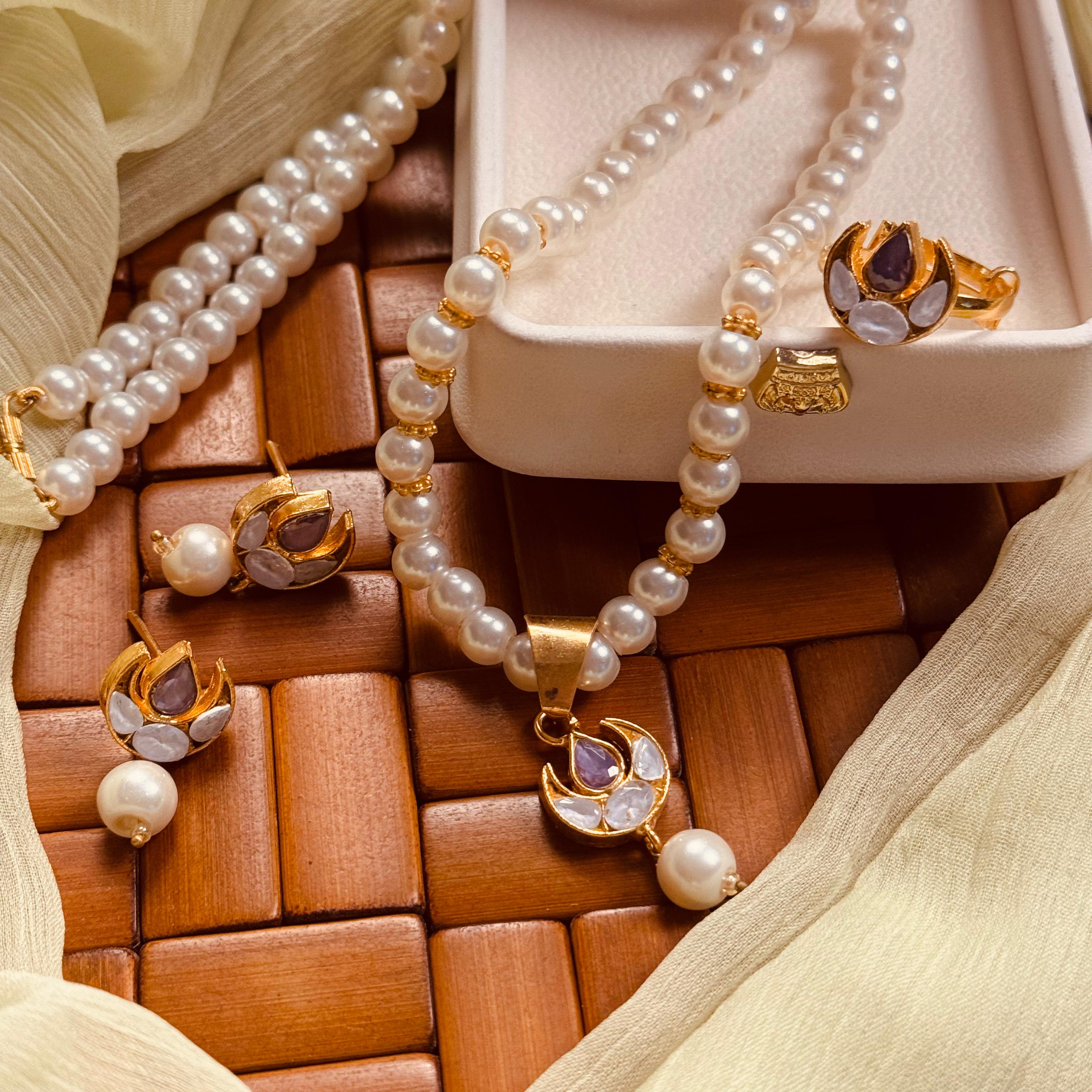 24K Gold Plated Farshi Kundan Necklace Set for Girls/Women
