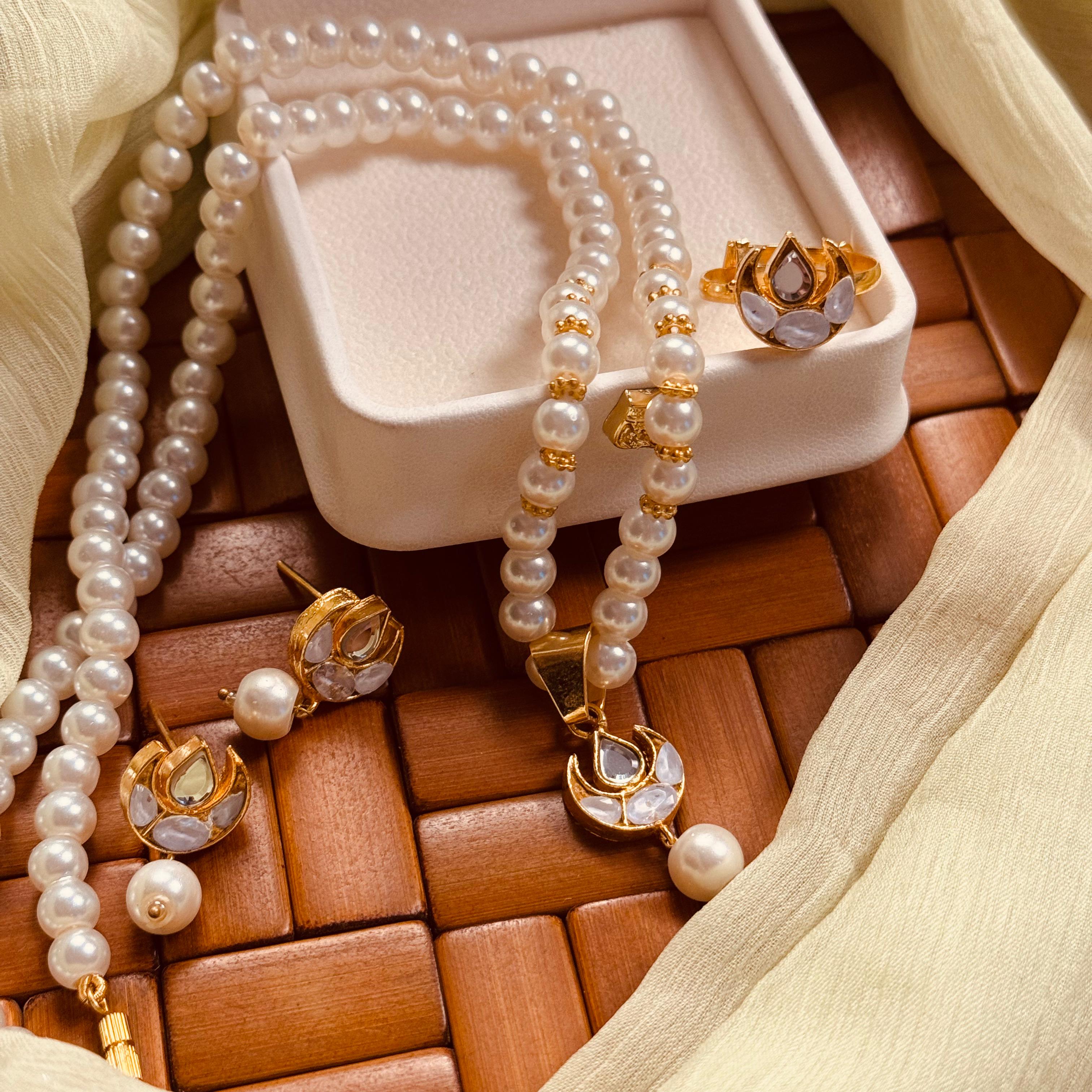 24K Gold Plated Farshi Kundan Necklace Set for Girls/Women