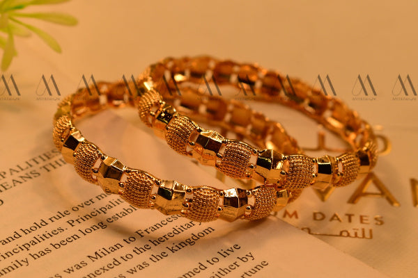 Gorgeous Design Gold Plated 2pc Bangles Set for Girls/Women
