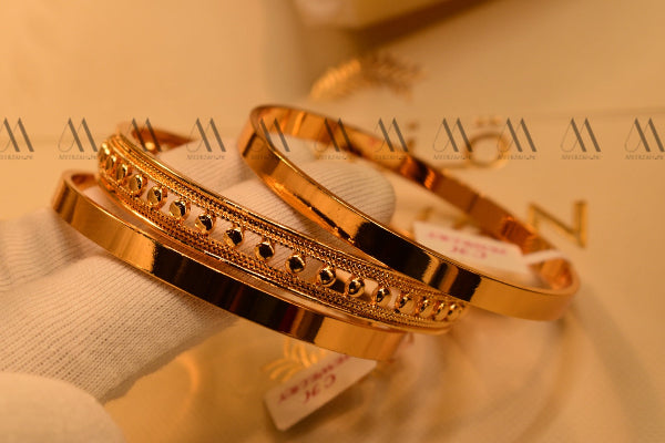 Elegant Design Gold Plated 3pc Bangles Set for Girls/Women