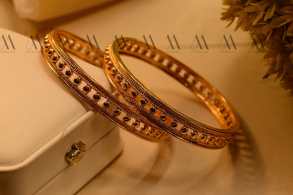 Unique Design Gold Plated 2pc Bangles Set for Girls/Women