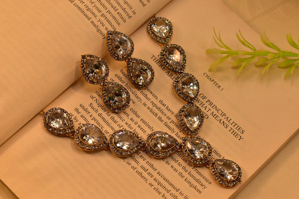 Luminous Design Gold Plated Real Stones Necklace Set for Girls/Women