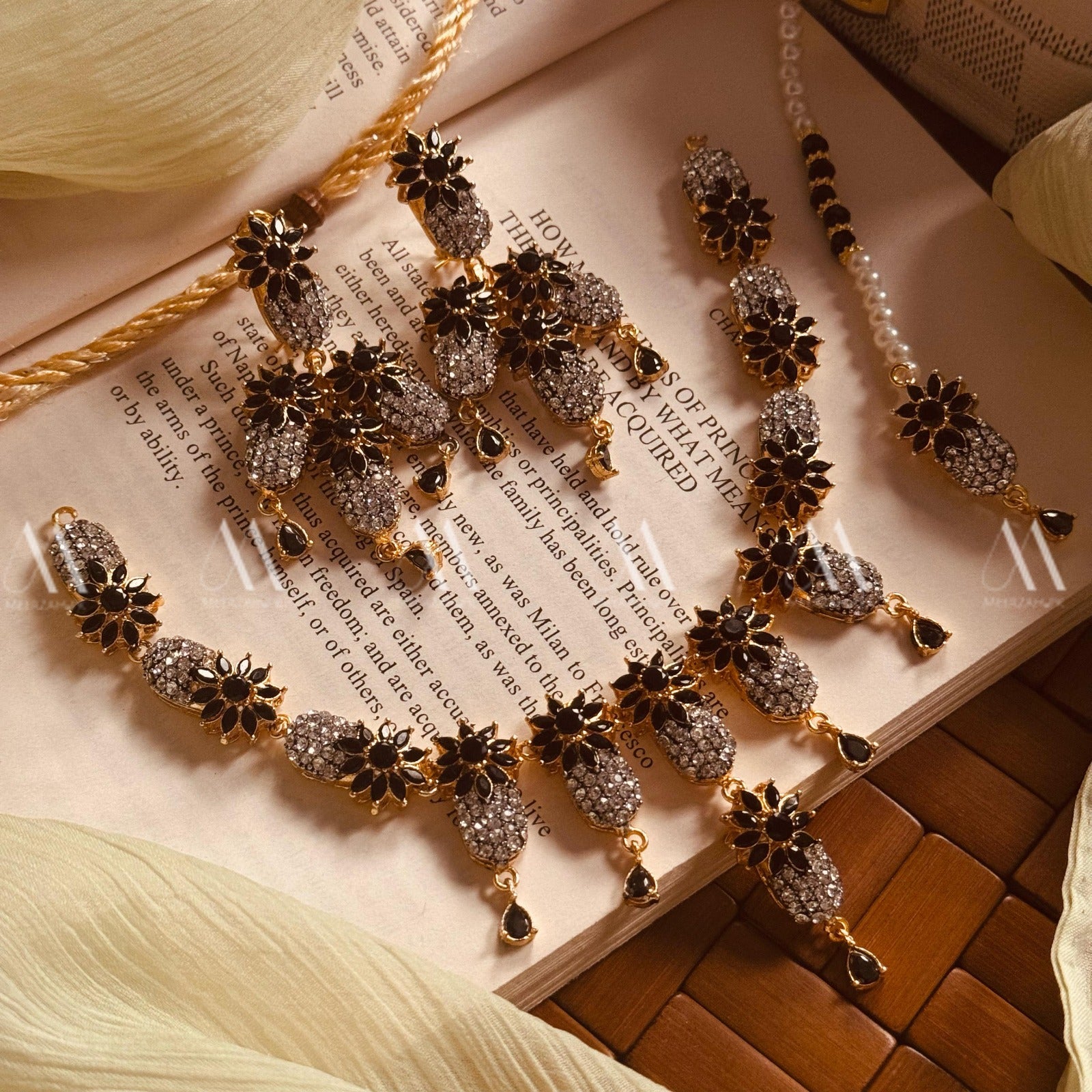 24K Gold Plated Real Zircon Stones Jarao Necklace Set for Girls/Women