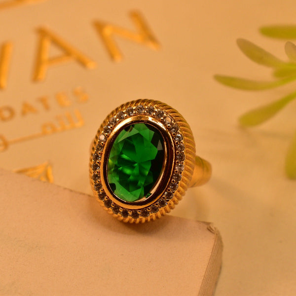 Luminous Design Gold Plated Real Stone Ring For Girls/Women