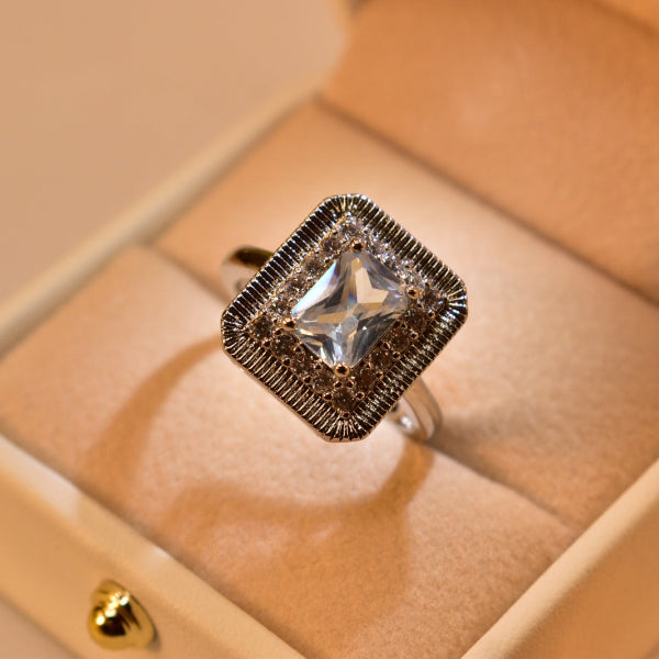 Luxury Design Silver Plated Real Stone Ring For Girls/Women