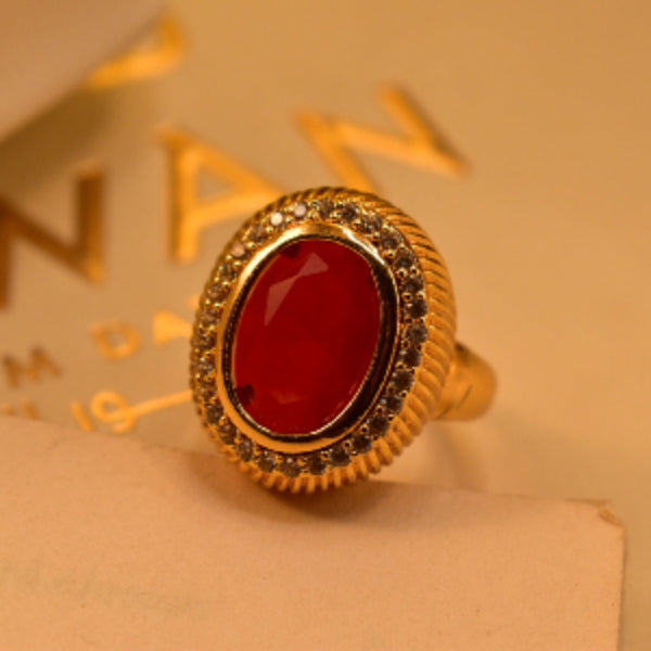 Luminous Design Gold Plated Real Stone Ring For Girls/Women