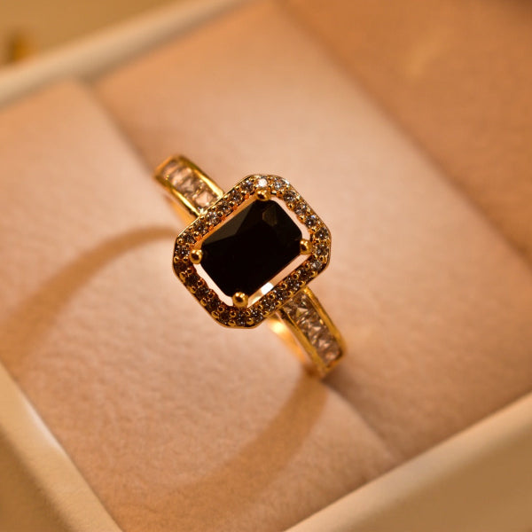 Fancy Design Gold Plated Real Stones Ring For Girls/Women