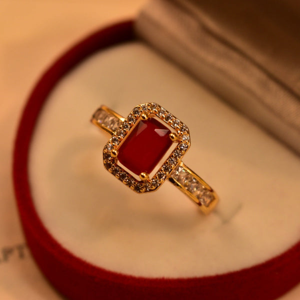 Fancy Design Gold Plated Real Stones Ring For Girls/Women