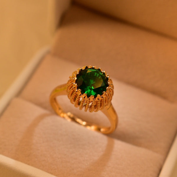Dazzling Design Gold Plated Real Stones Ring For Girls/Women